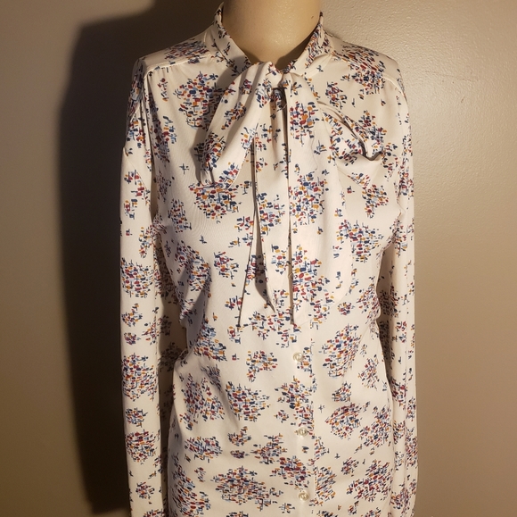 1970s Vintage Floral Button Down Blouse SZ LG - Picture 2 of 4